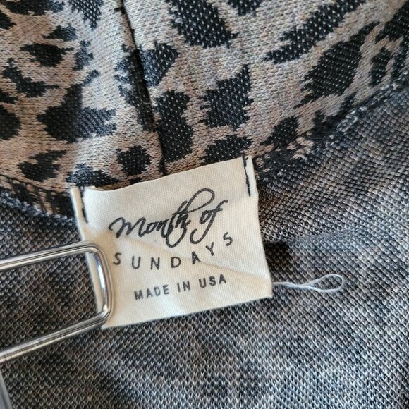 Month of Sundays Made in USA Women’s L Open Front Leopard Cardigan, Animal Print - Picture 4 of 7
